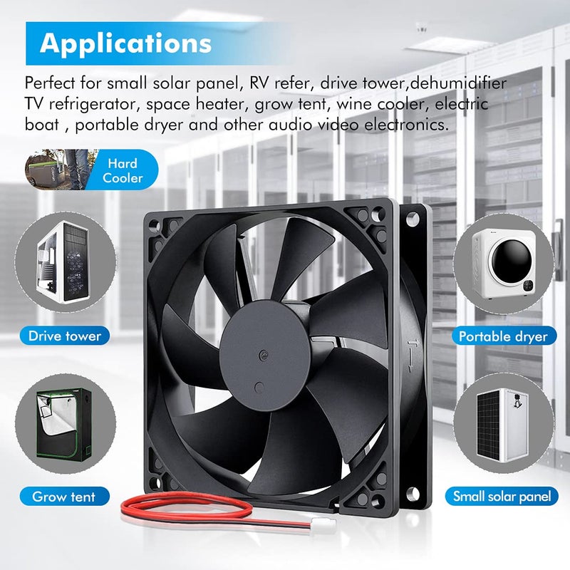 Wathai 9225 92mm x 25mm 12V DC Brushless Computer case Fan 12 Volt 2Pin Dual Ball for DIY Cooling Ventilation Exhaust Projects - Image 5
